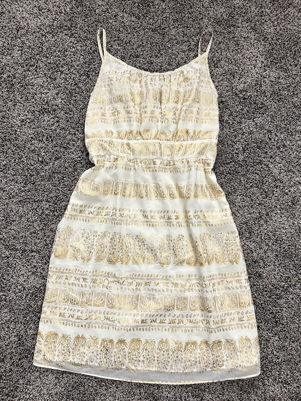 Mark. Cream and Gold Mini Dress (Small)